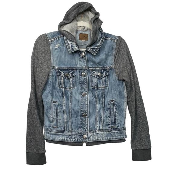 2015 Y2K American Eagle Denim Sweatshirt Hoodie Jacket size medium - Picture 1 of 16